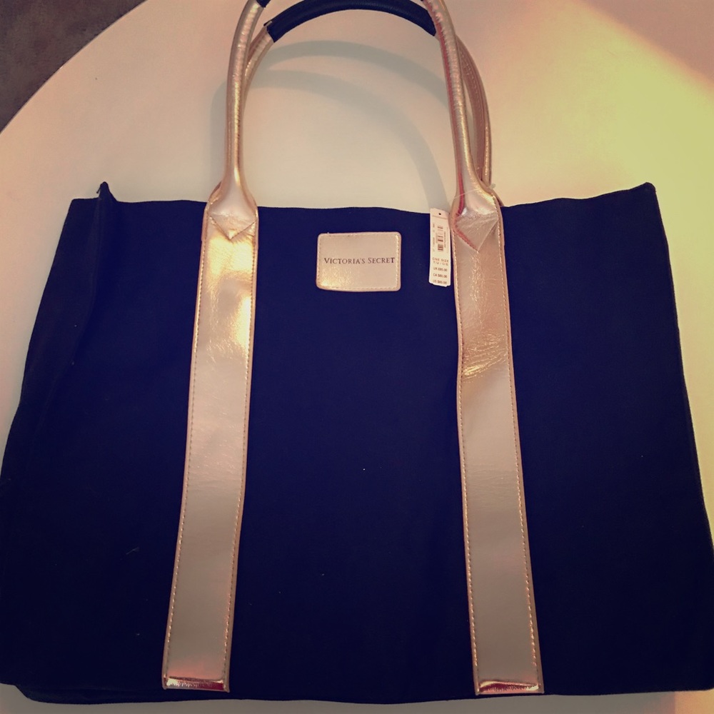 VS Shimmery Light Pink && Black Tote Bag